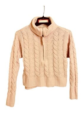 Hippie Rose Juniors' Chenille Cable-Knit Half-Zip Sweater Ballet Slipper size XS
